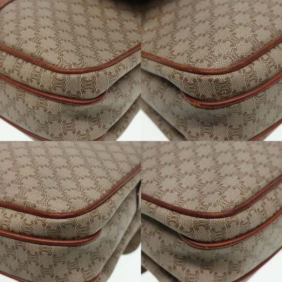 CELINE Macadam Canvas Shoulder Bag Pvc Leather Beige - Picture 10 of 13